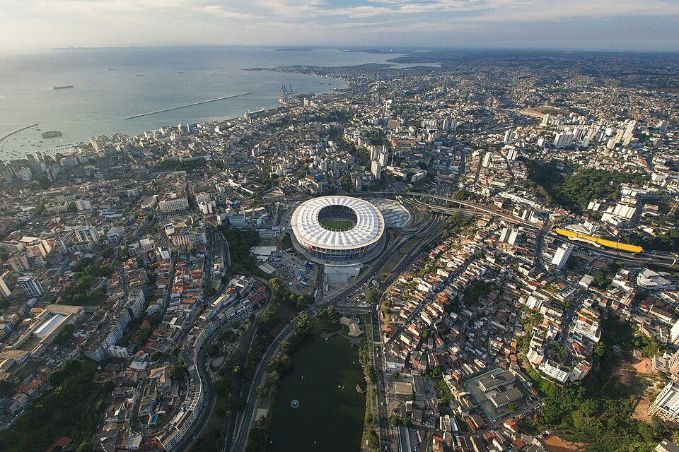 Vista aérea de la Arena Fonte Nova, casa de Bahia